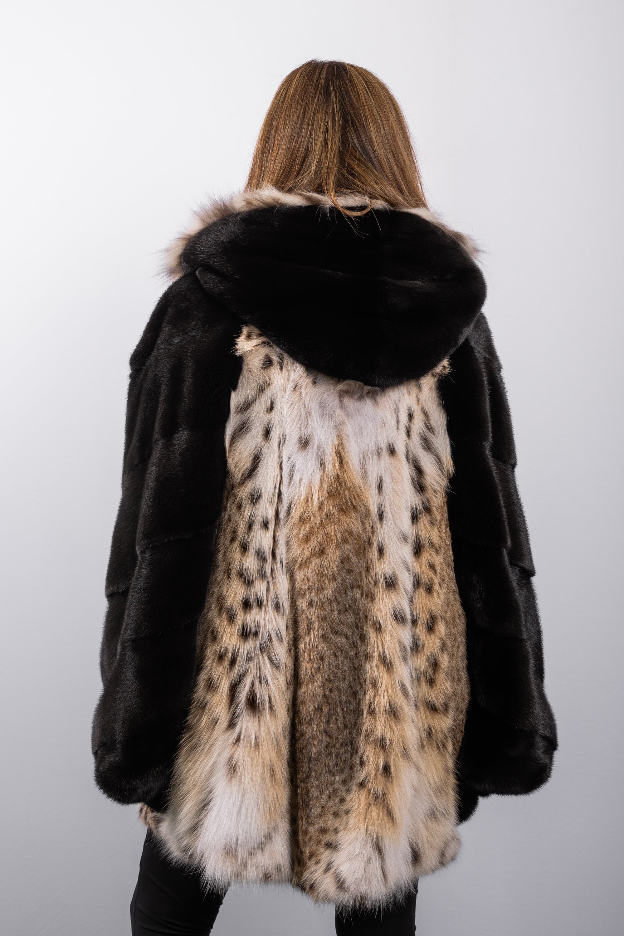 Black Mink/Natural Lynx Cat Poncho