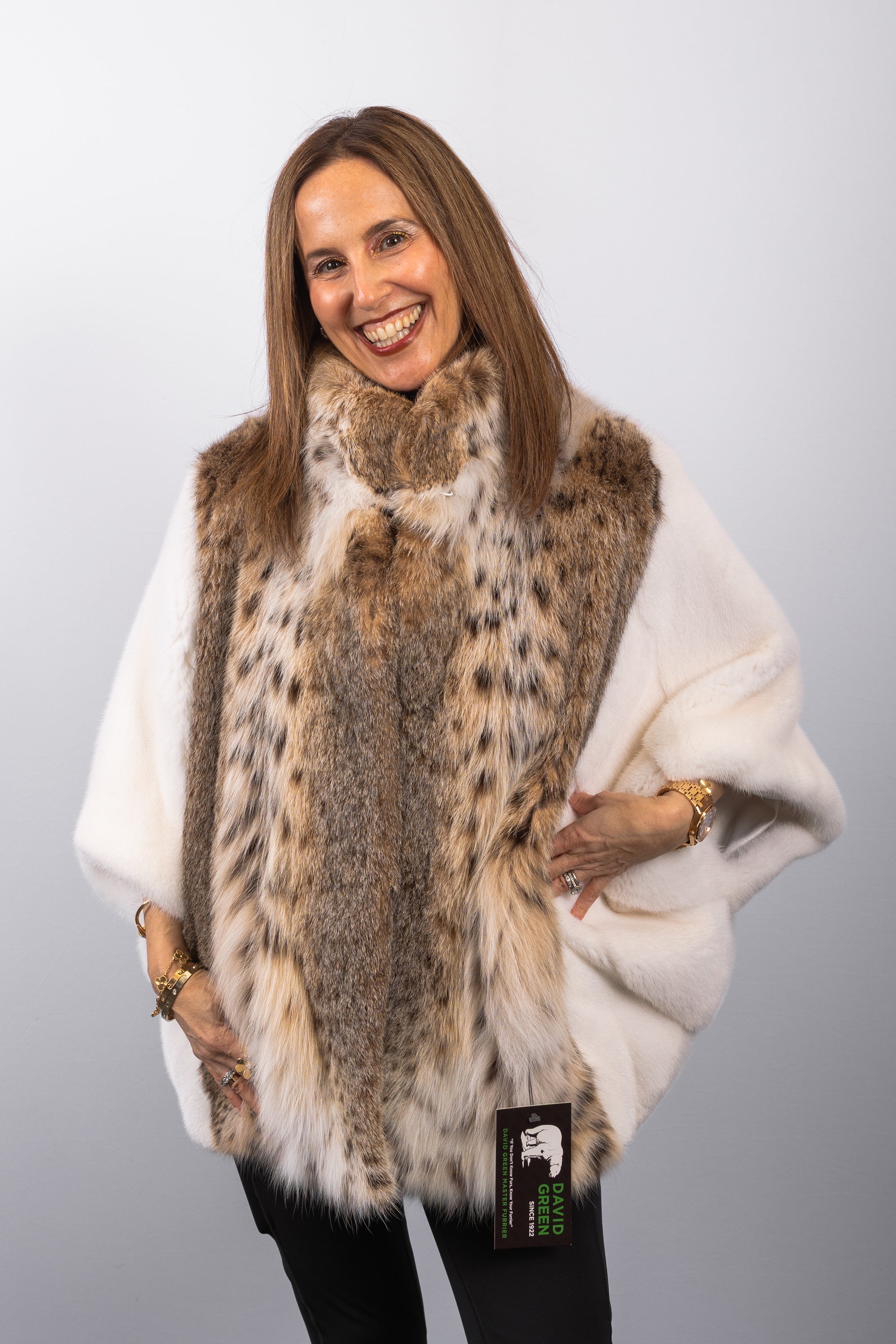 Natural Lynx Cat/White Mink Jacket
