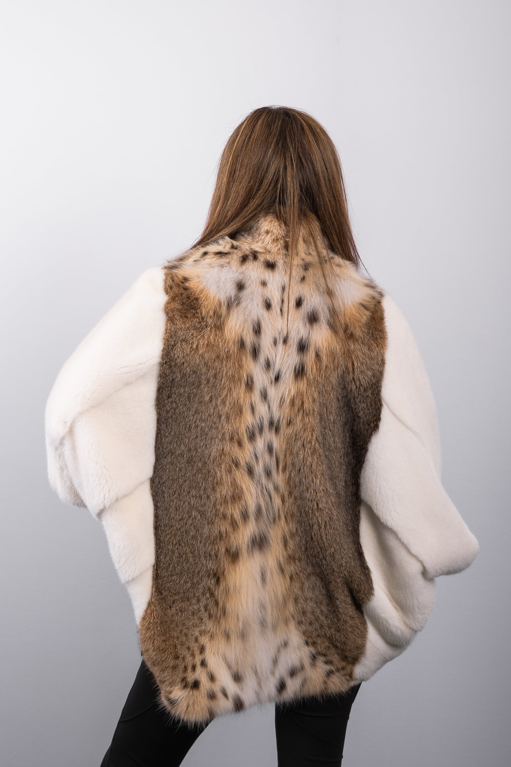 Natural Lynx Cat/White Mink Jacket