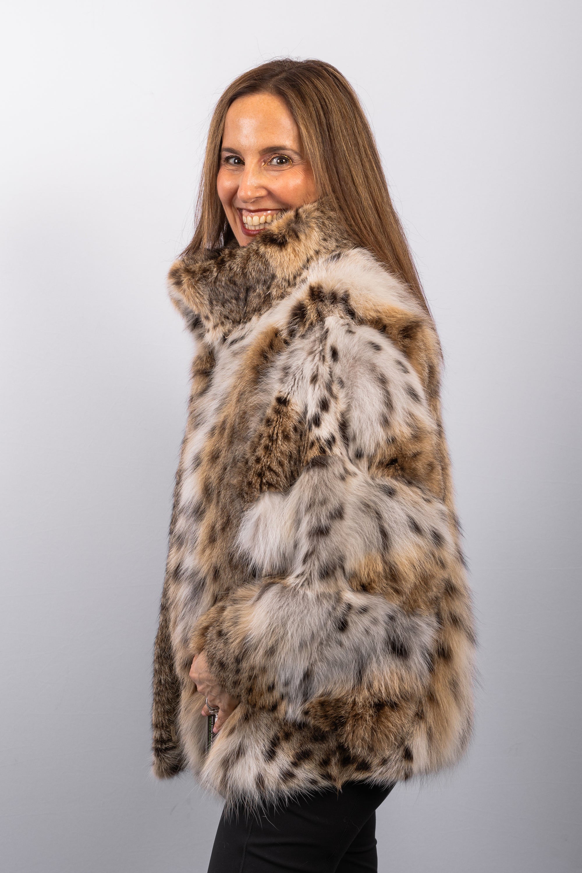 Natural Lynx Cat Jacket - Horizontal cut 3/4 sleeve