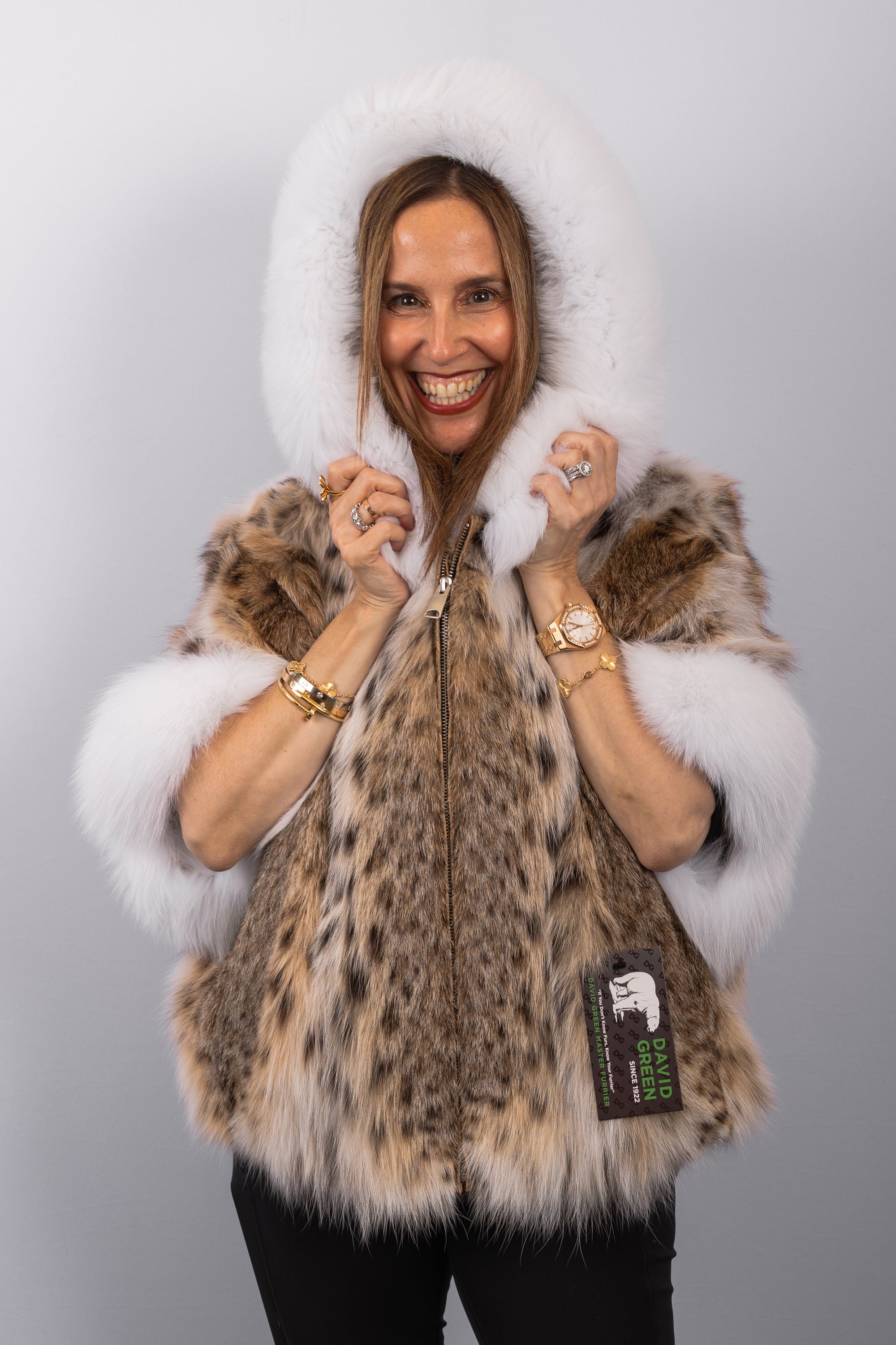 Natural Lynx Cat/White Fox Jacket