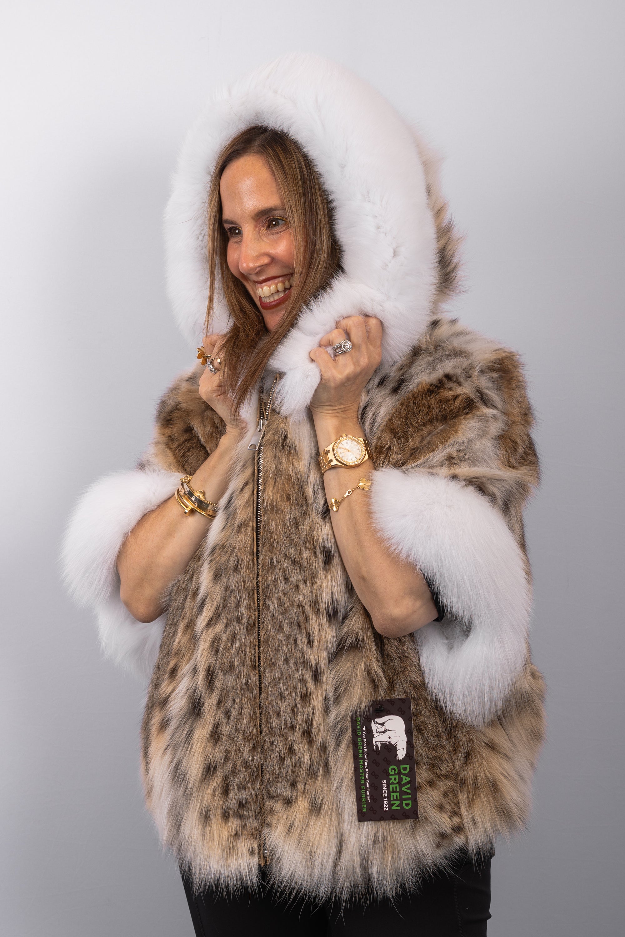 Natural Lynx Cat/White Fox Jacket