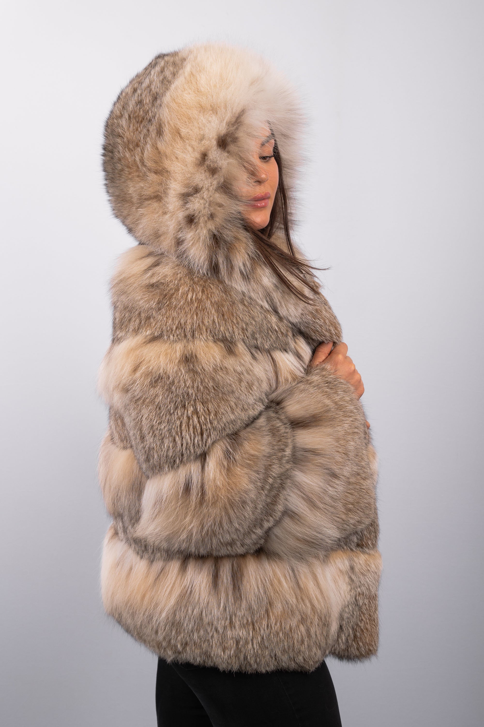 Natural Canadian Lynx Jacket w/ Hood