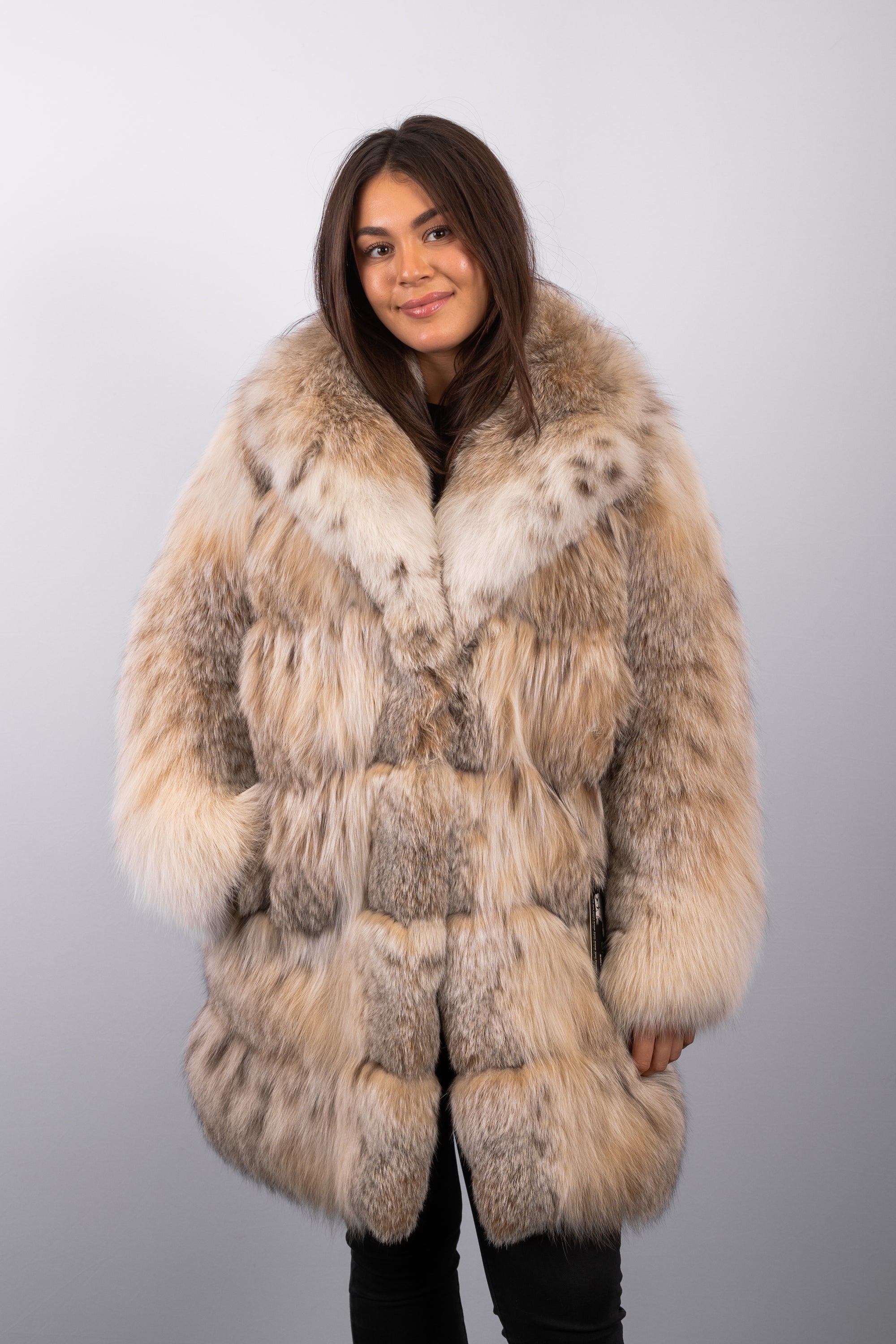Natural Canadian Lynx Jacket - Stroller, Notch-Collar