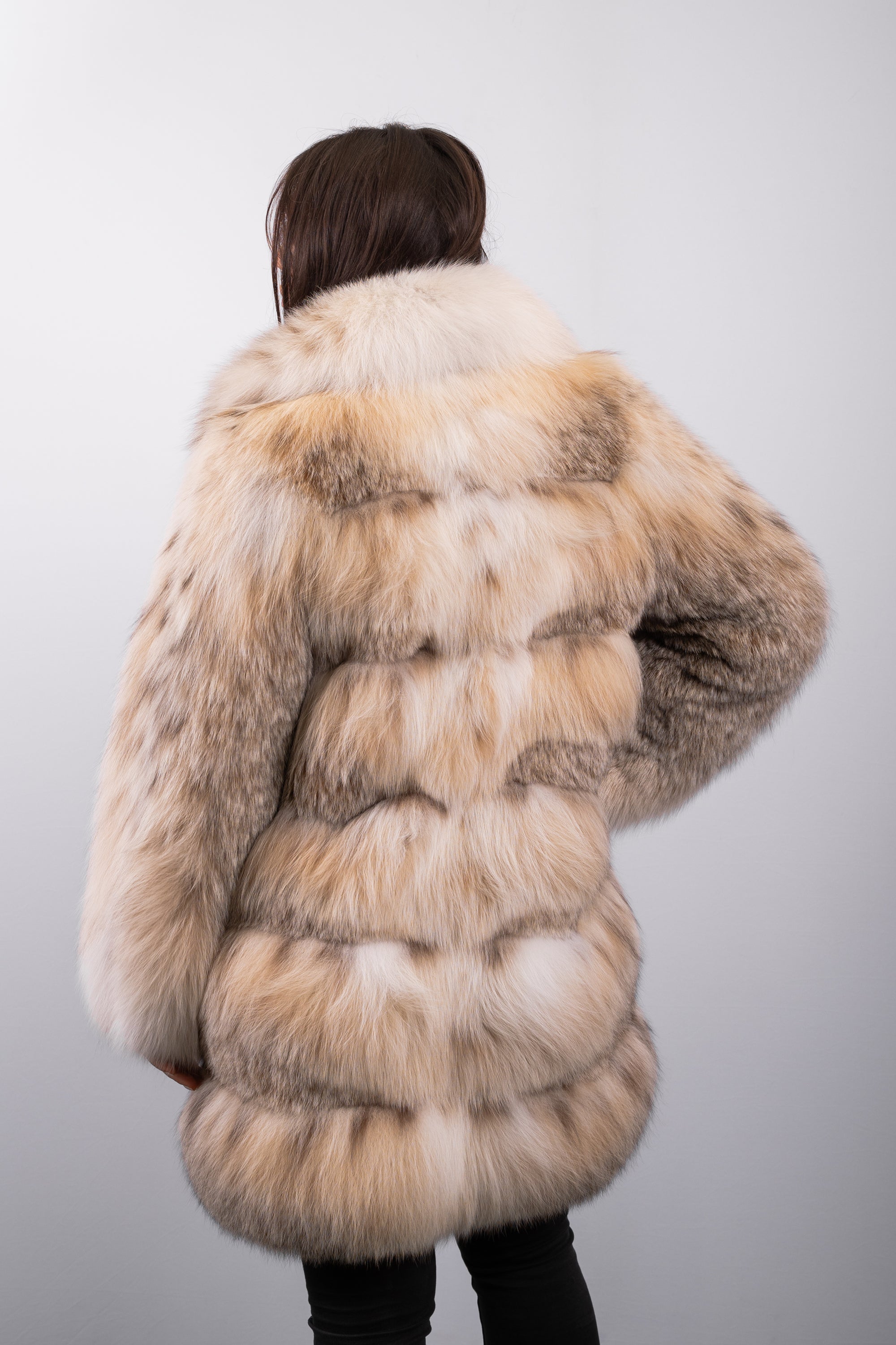 Natural Canadian Lynx Jacket - Stroller, Notch-Collar