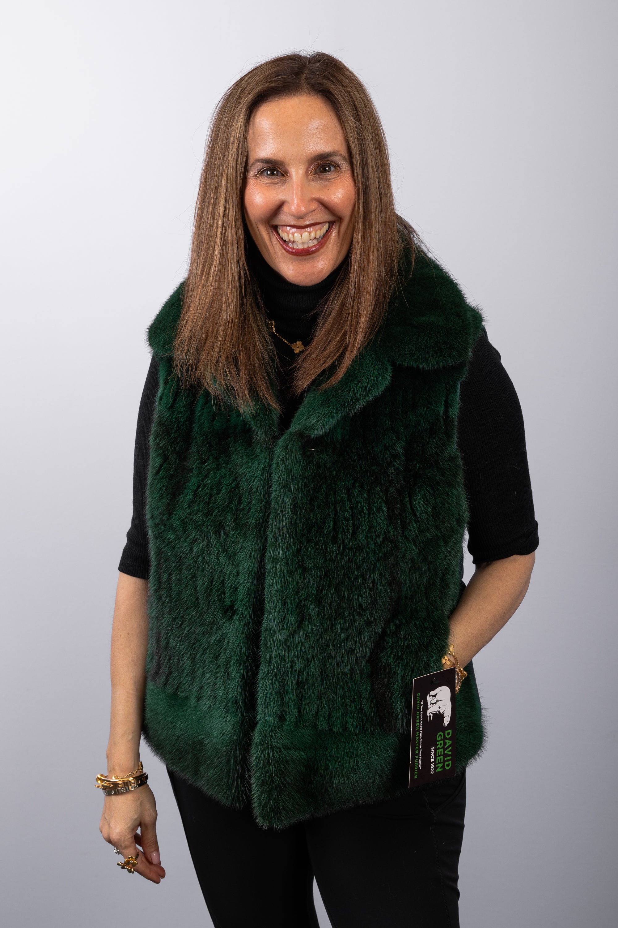 Emerald Cross Mink/Emerald Goose Down Vest