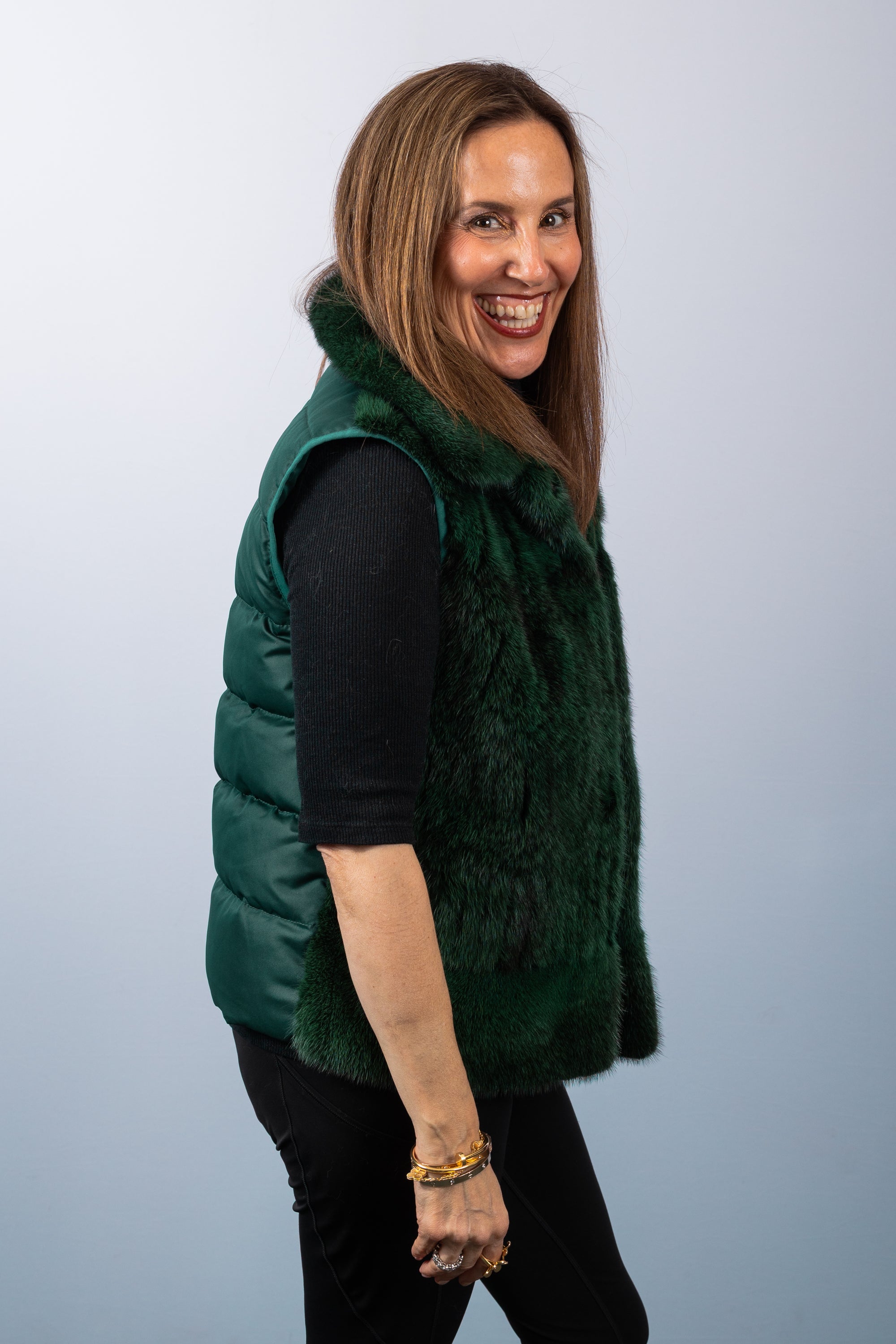 Emerald Cross Mink/Emerald Goose Down Vest