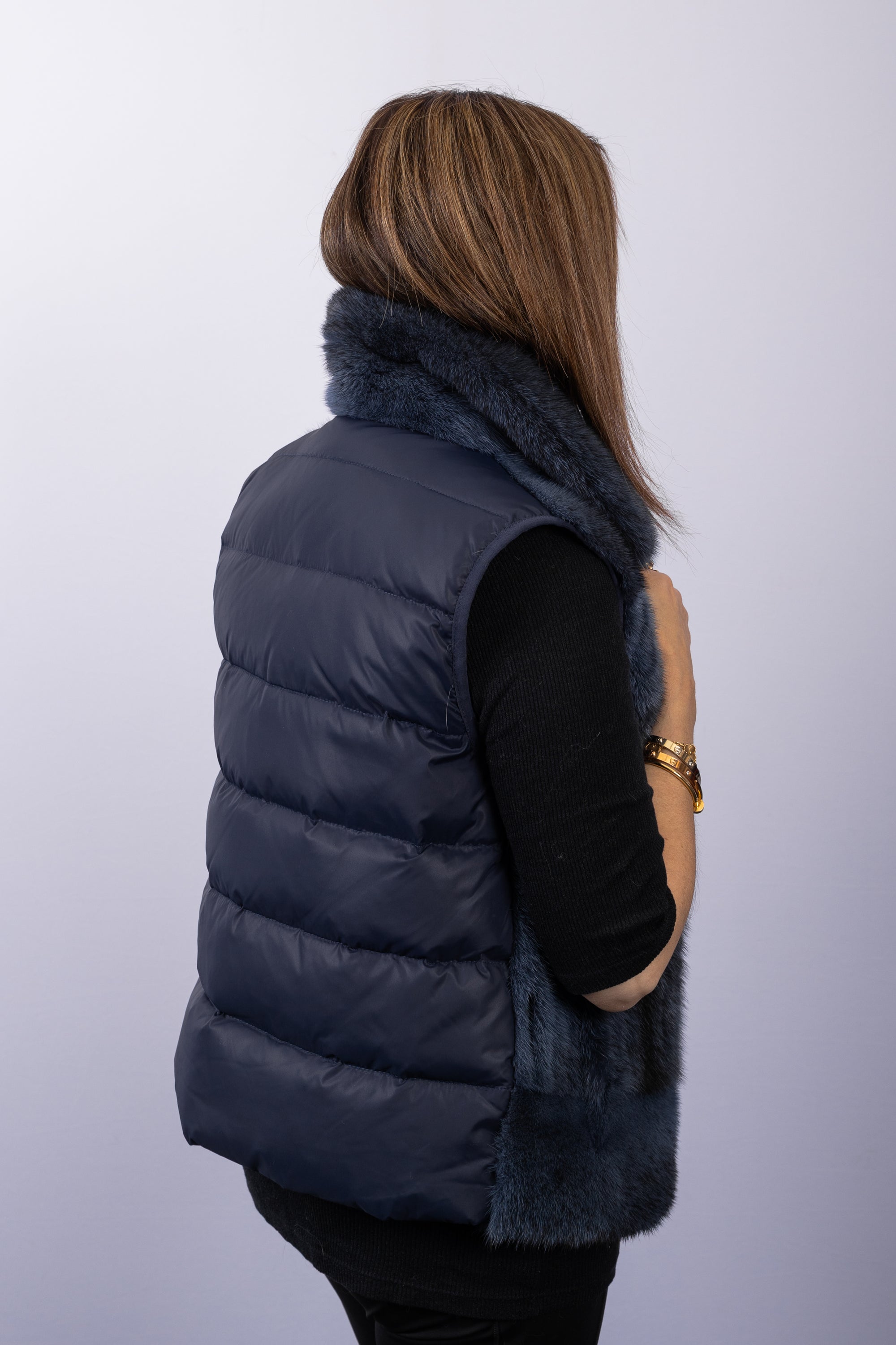 Denim Cross Mink/Denim Goose Down Vest
