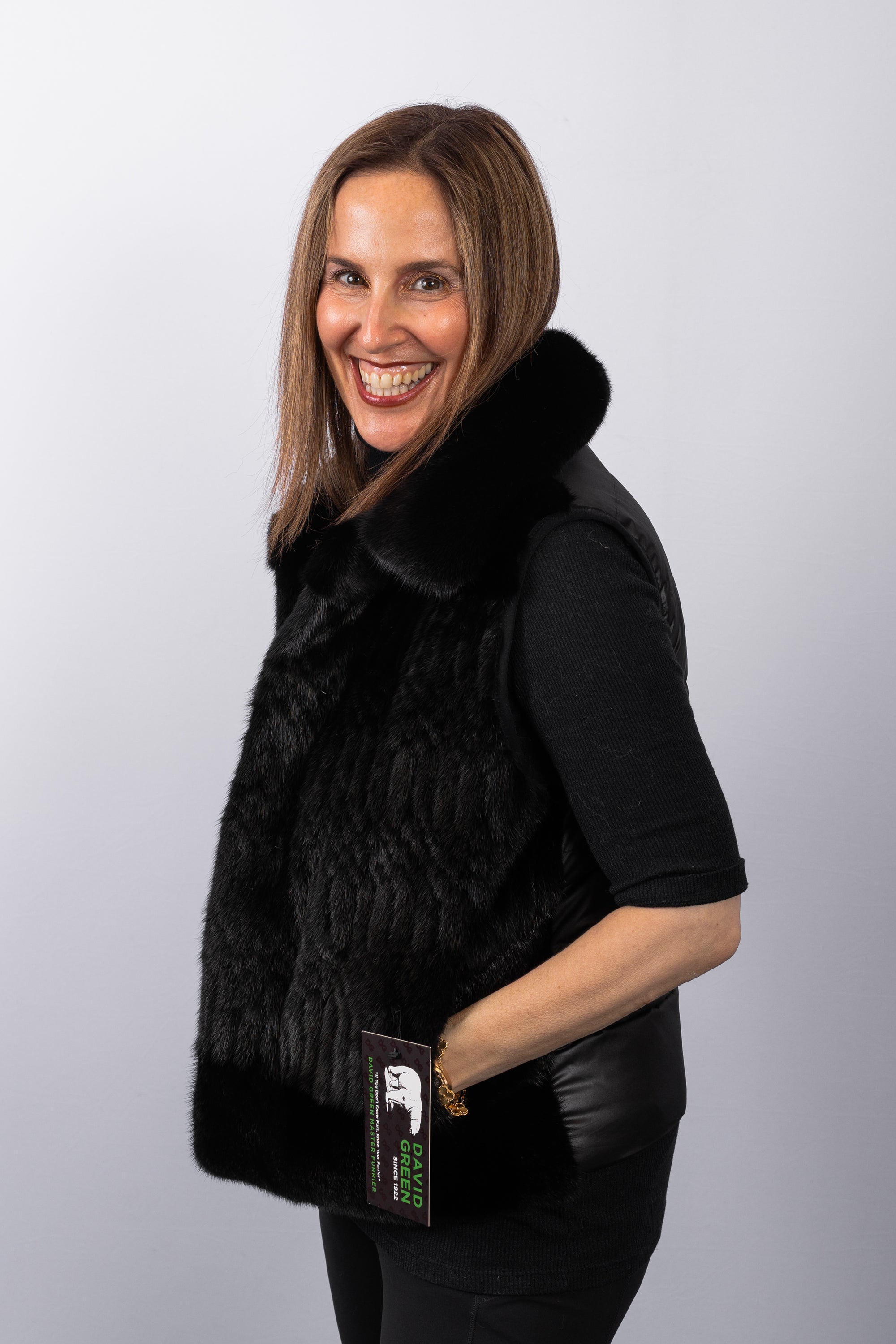 Black Mink/Black Goose Down Vest
