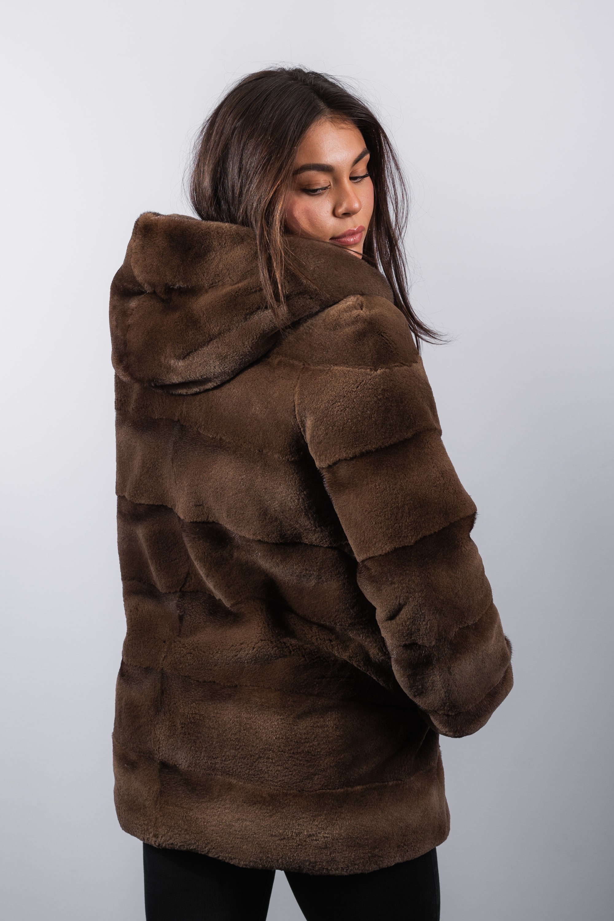 Mocha Semi Sheared Mink/Wool/Cashmere Jacket