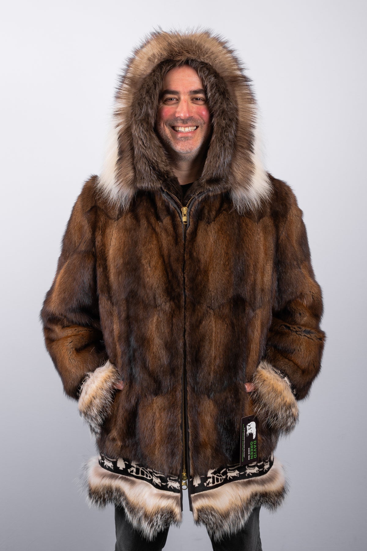 【DIESEL】FUR HOOD WITH MUFFLER 234T バラクラバ Natural Muskrat Parka
