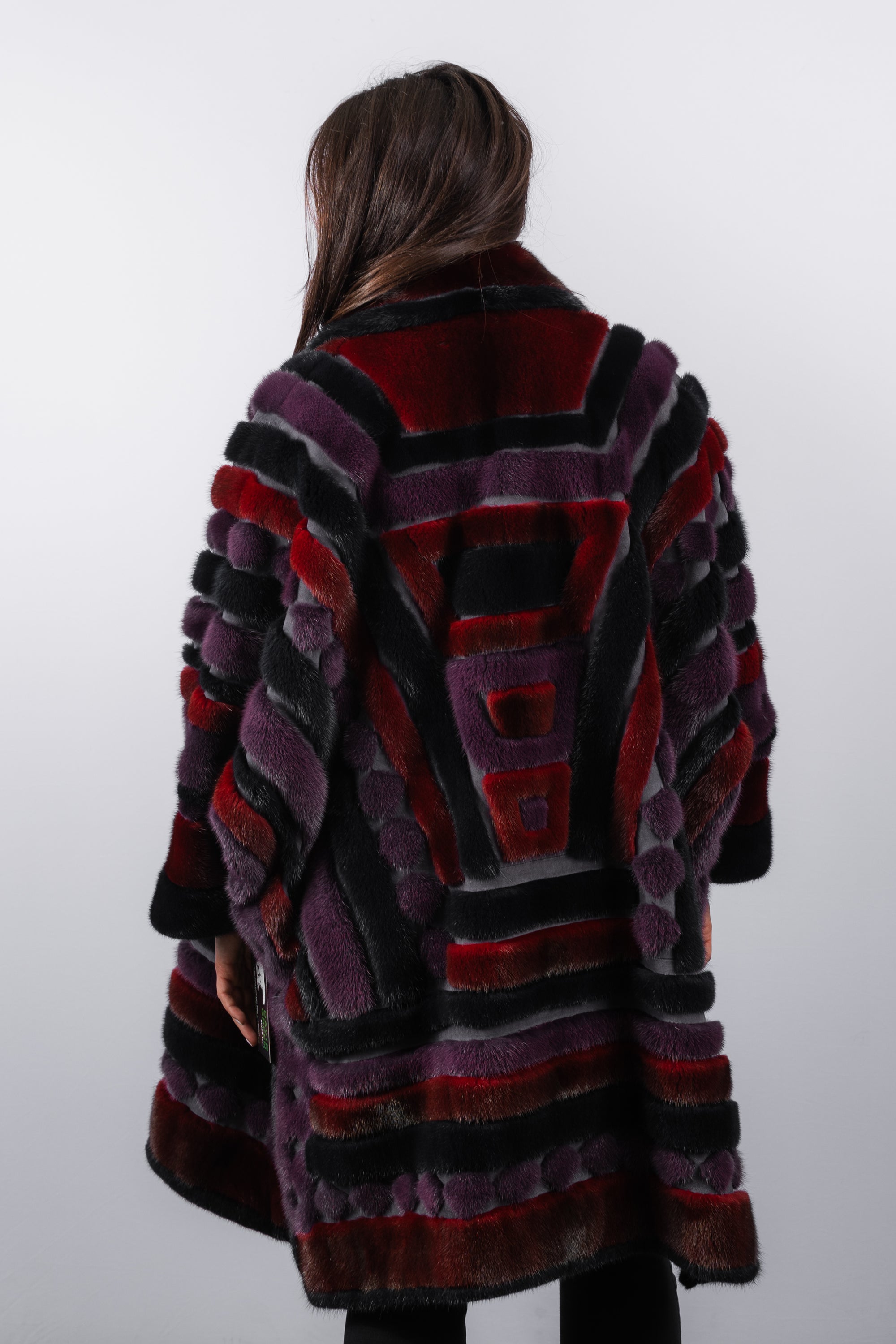 Scarlet/Amethyst/Navy Mink Poncho