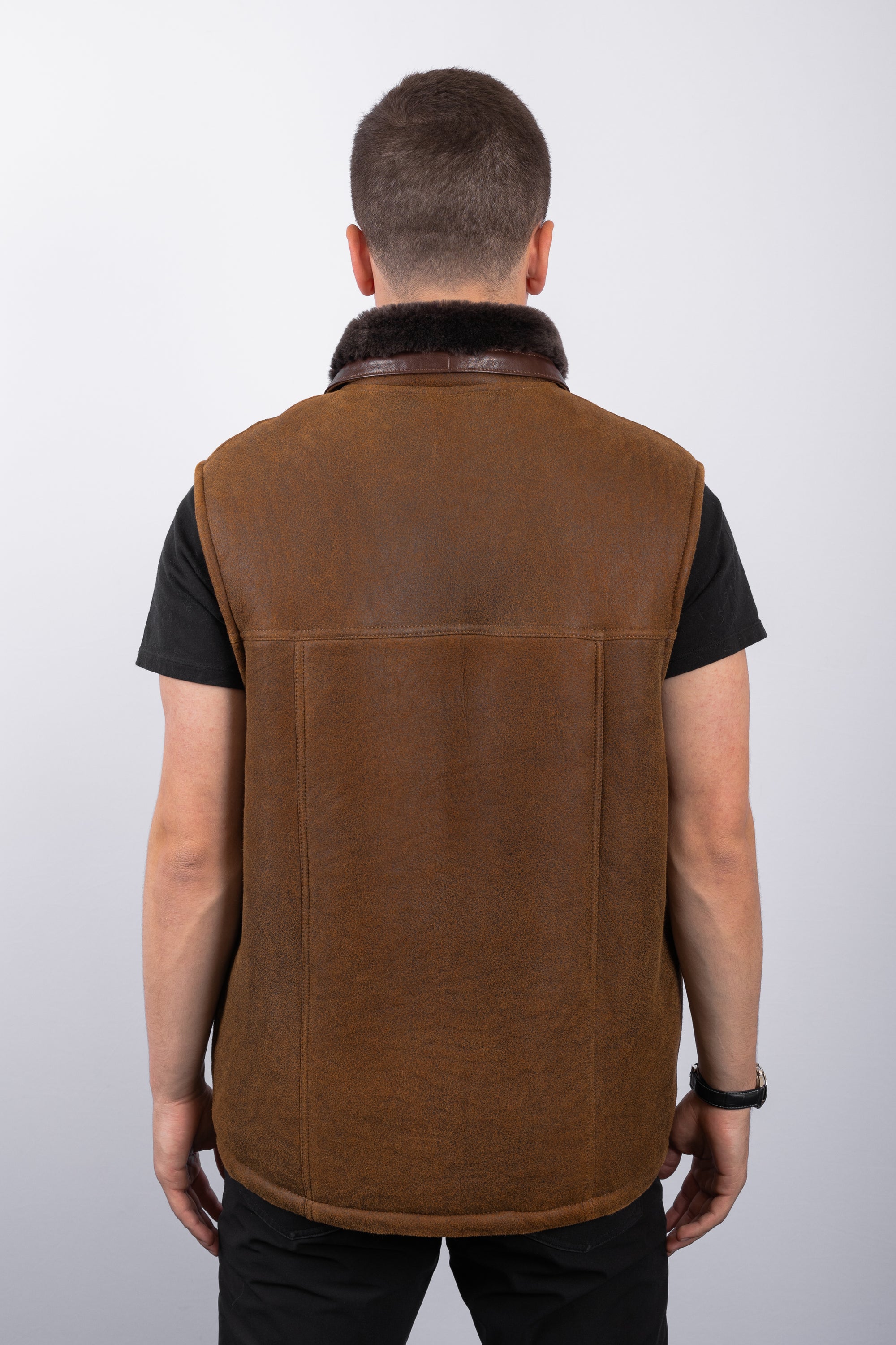 Rugged Whiskey Shearling Lamb Vest