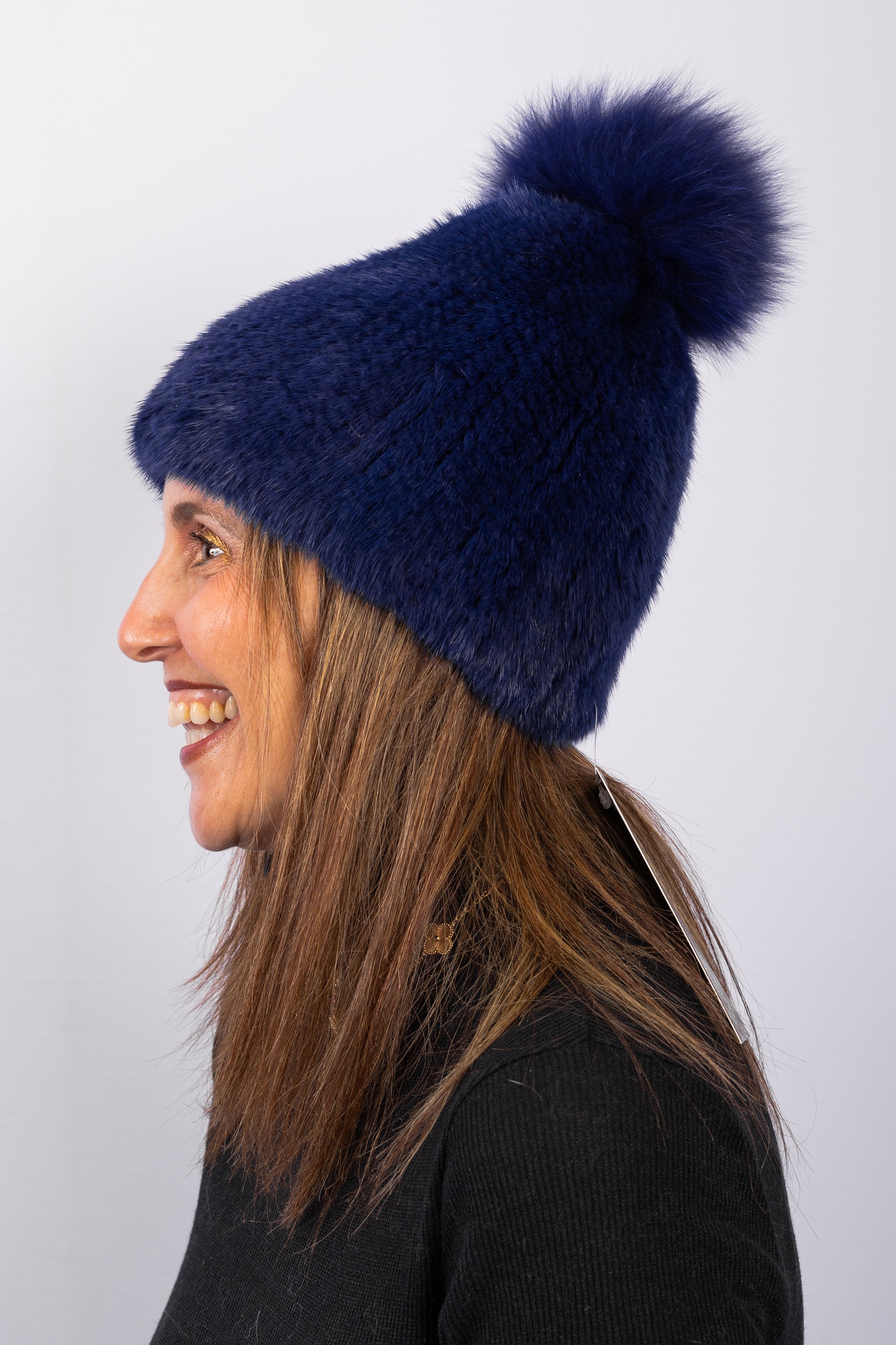 Royal Blue Mink Hat with Fox