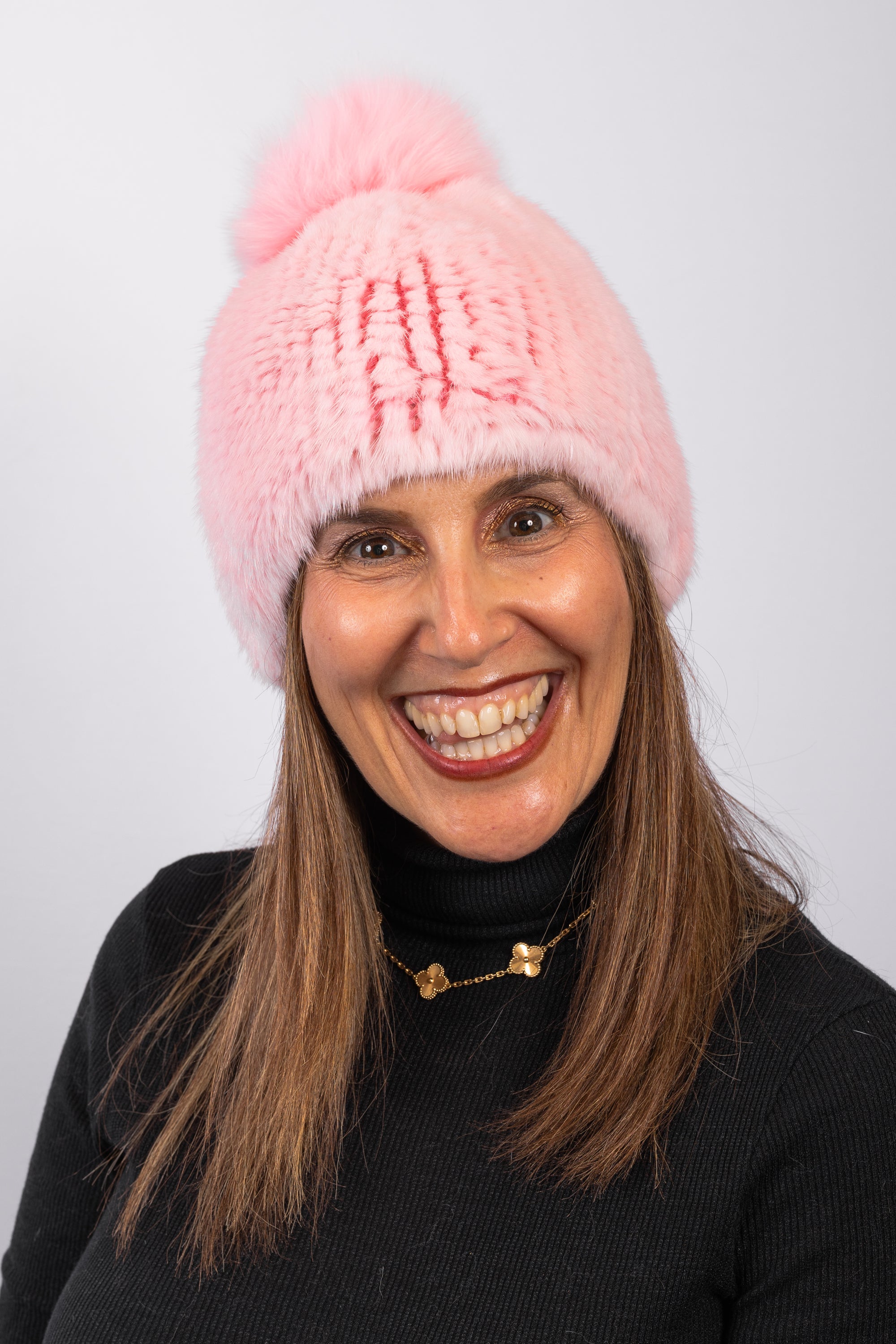 Cotton Candy Mink Hat with Fox