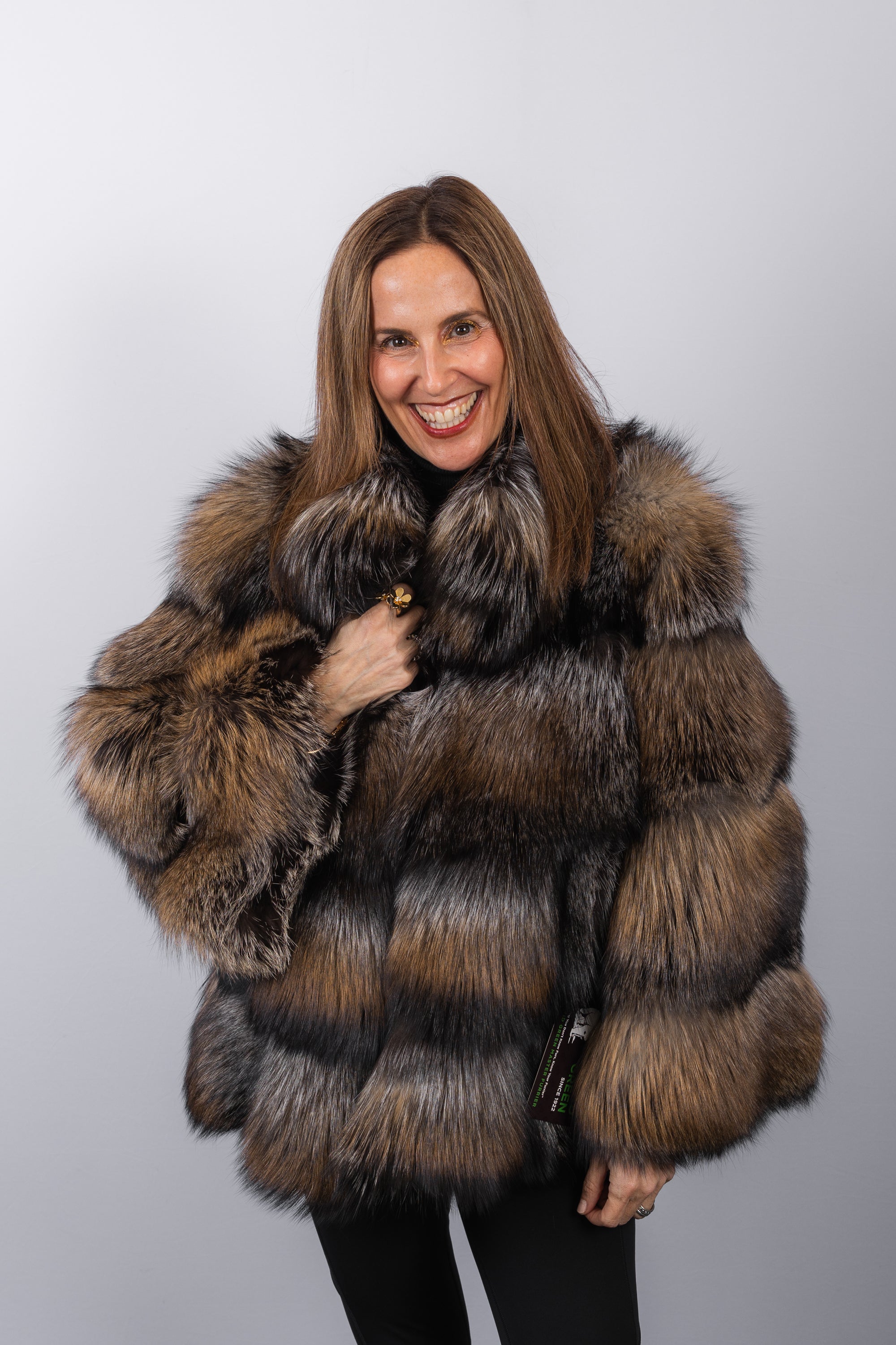 Natural Gold Cross Fox Jacket