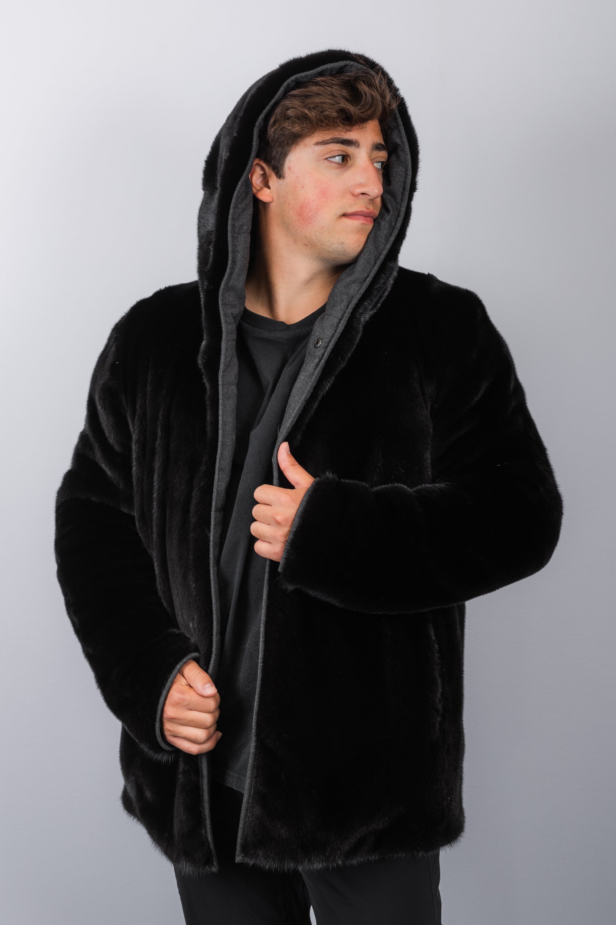 Black Mink/Charcoal Cashmere Jacket