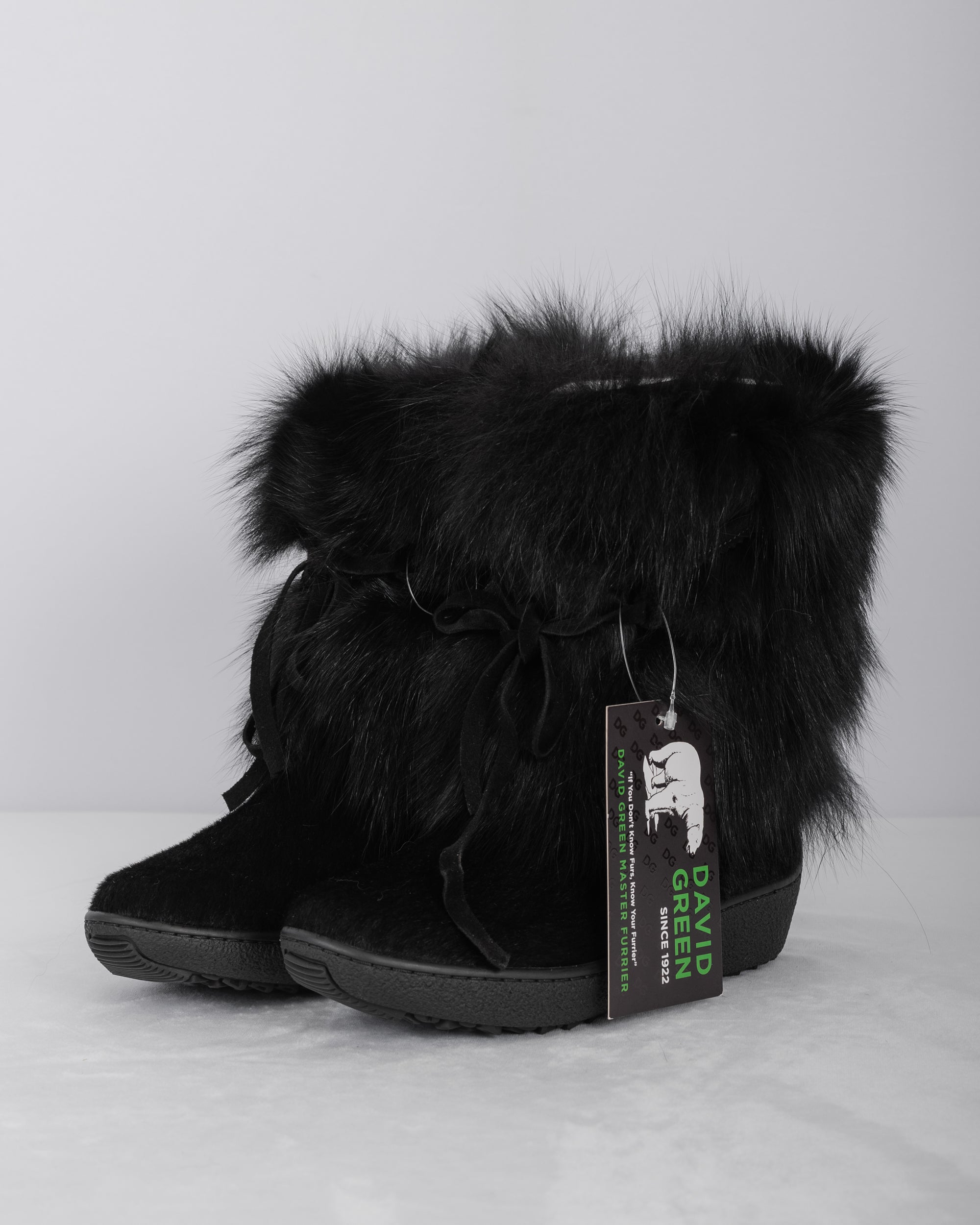 Black Fox/Black Calfskin Boots - Short