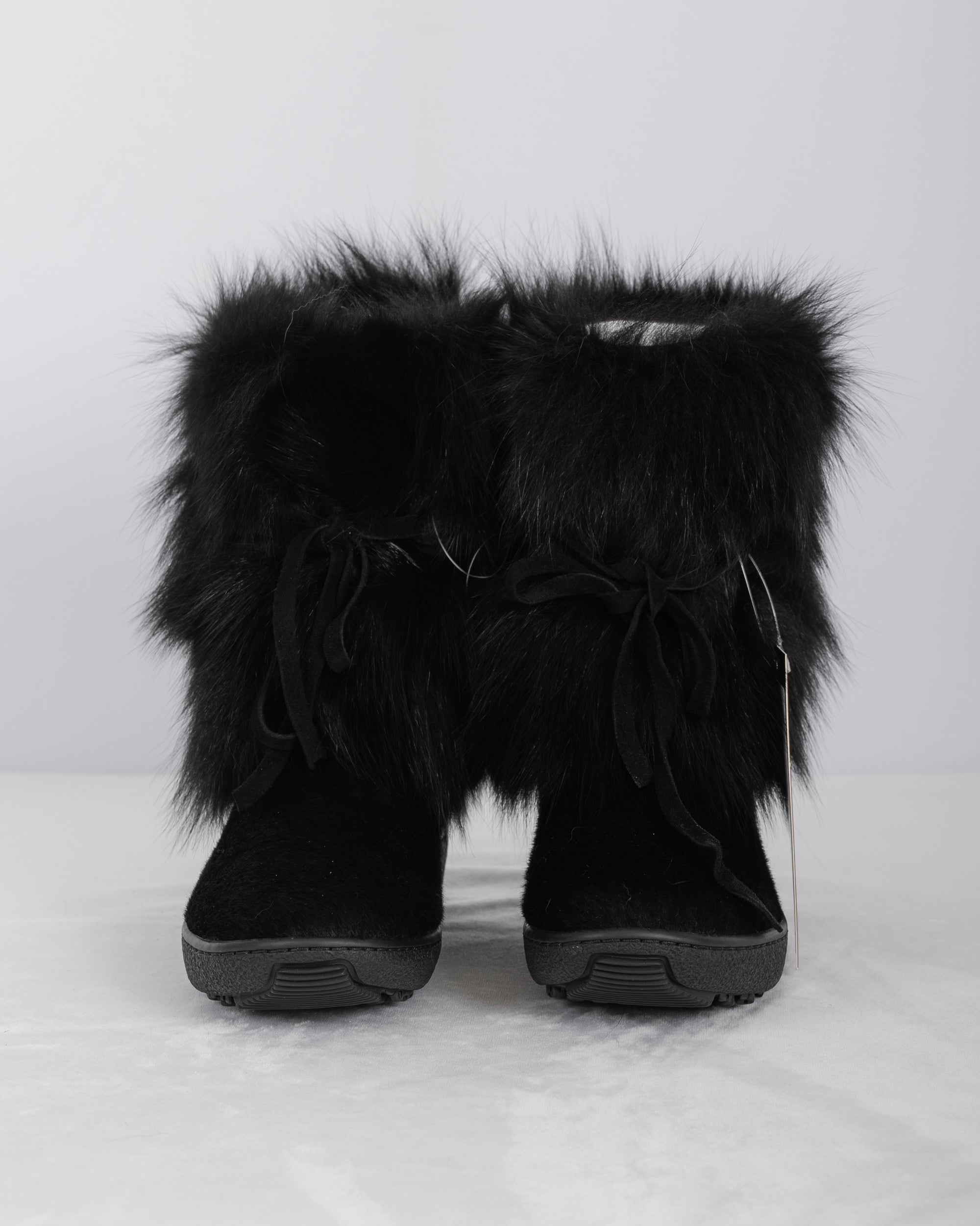 Black Fox/Black Calfskin Boots - Short