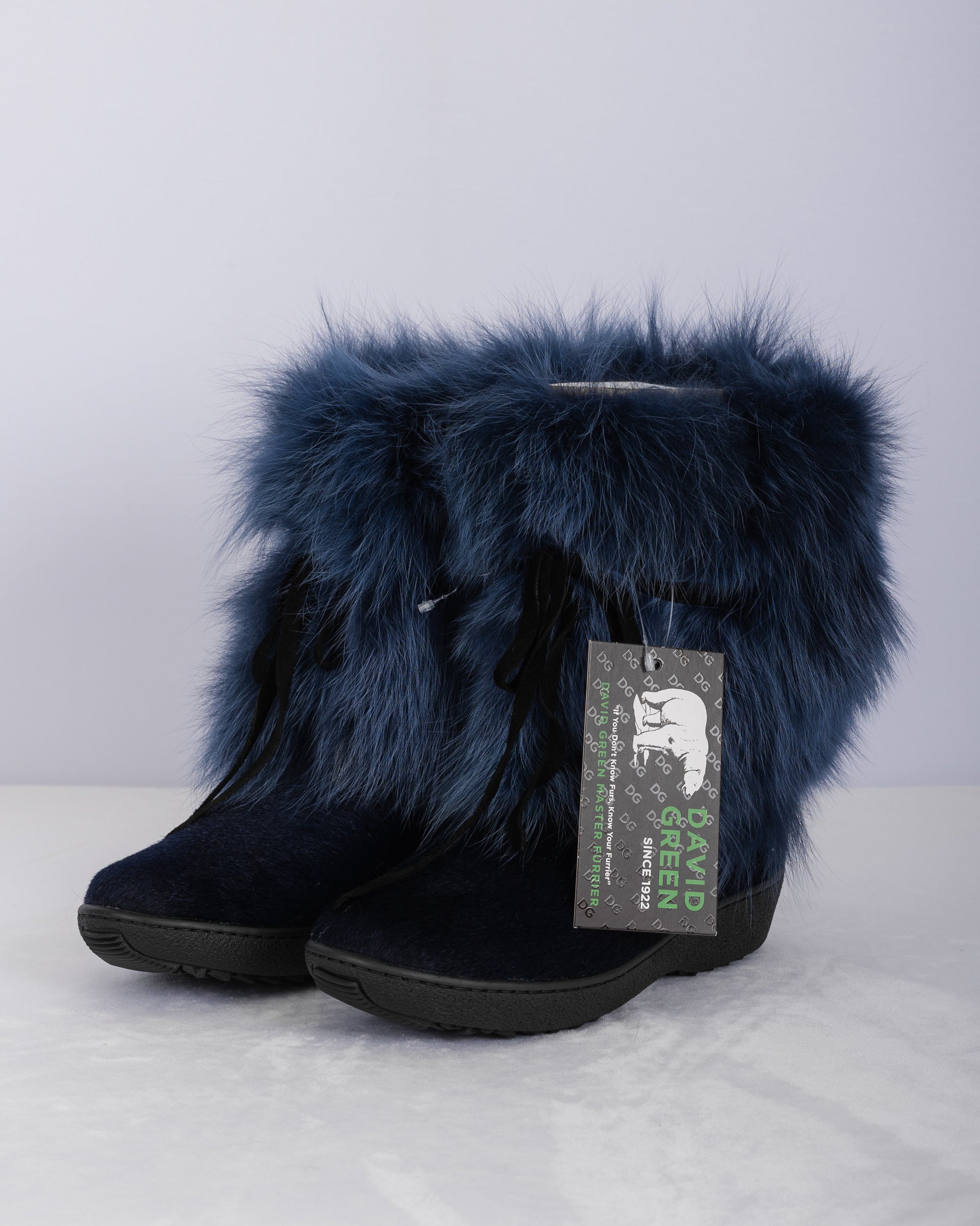 Denim Fox/Denim Calfskin Boots - Short