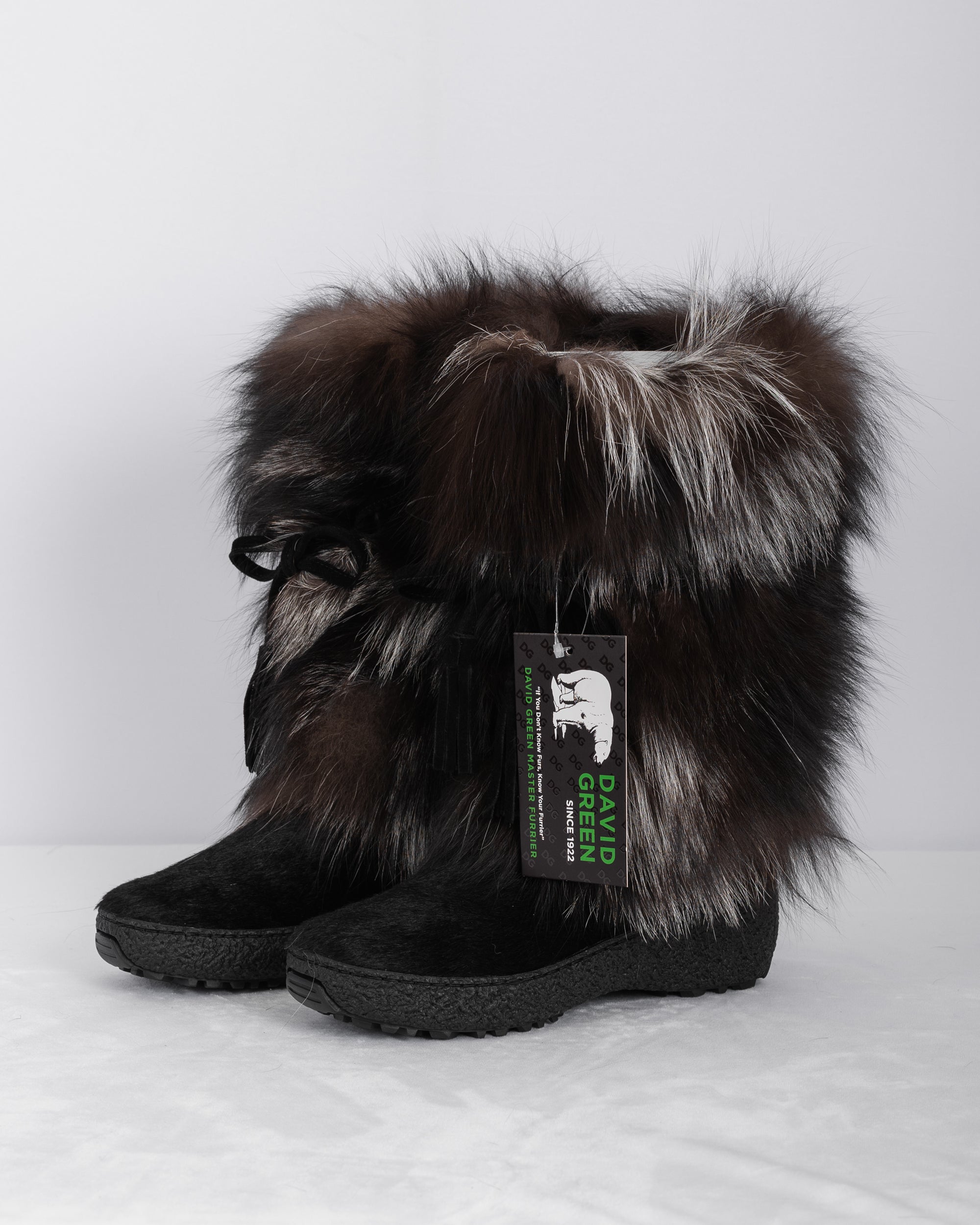 Natural Silver Fox/Black Calfskin Boots