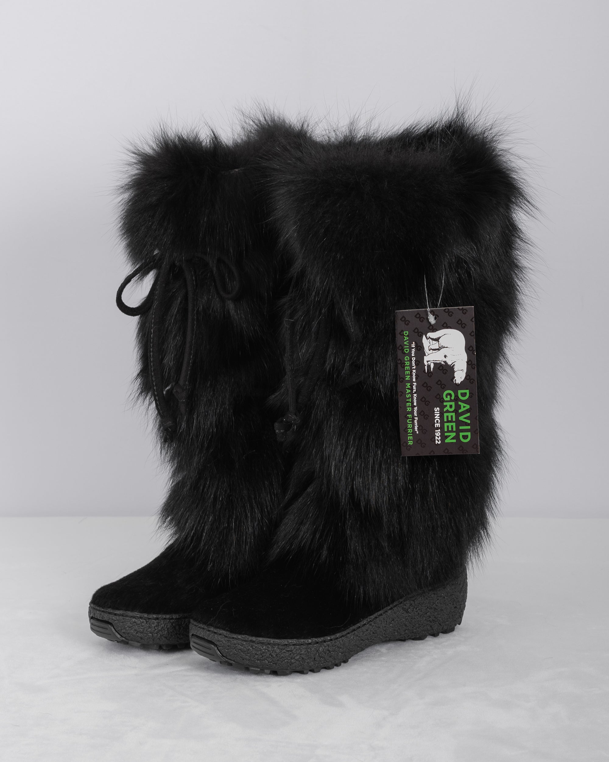 Black Fox/Black Calfskin Boots - Tall