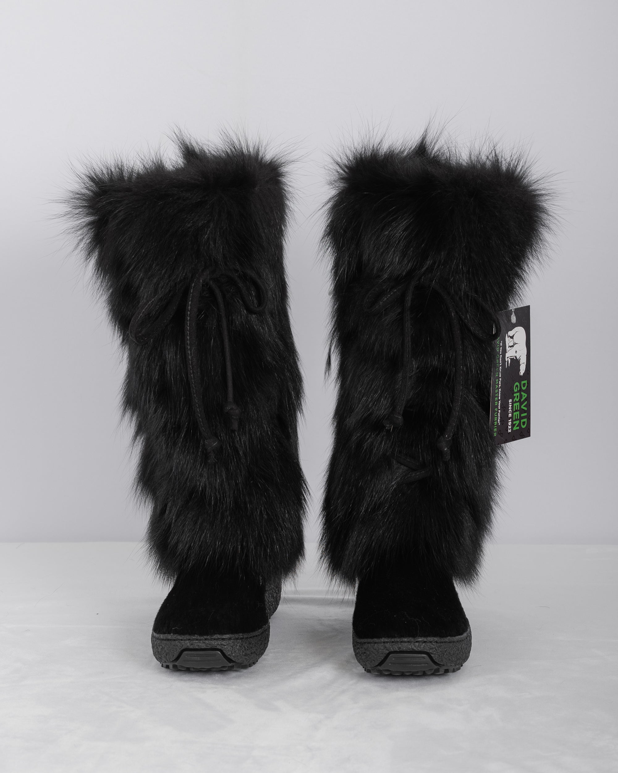 Black Fox/Black Calfskin Boots - Tall
