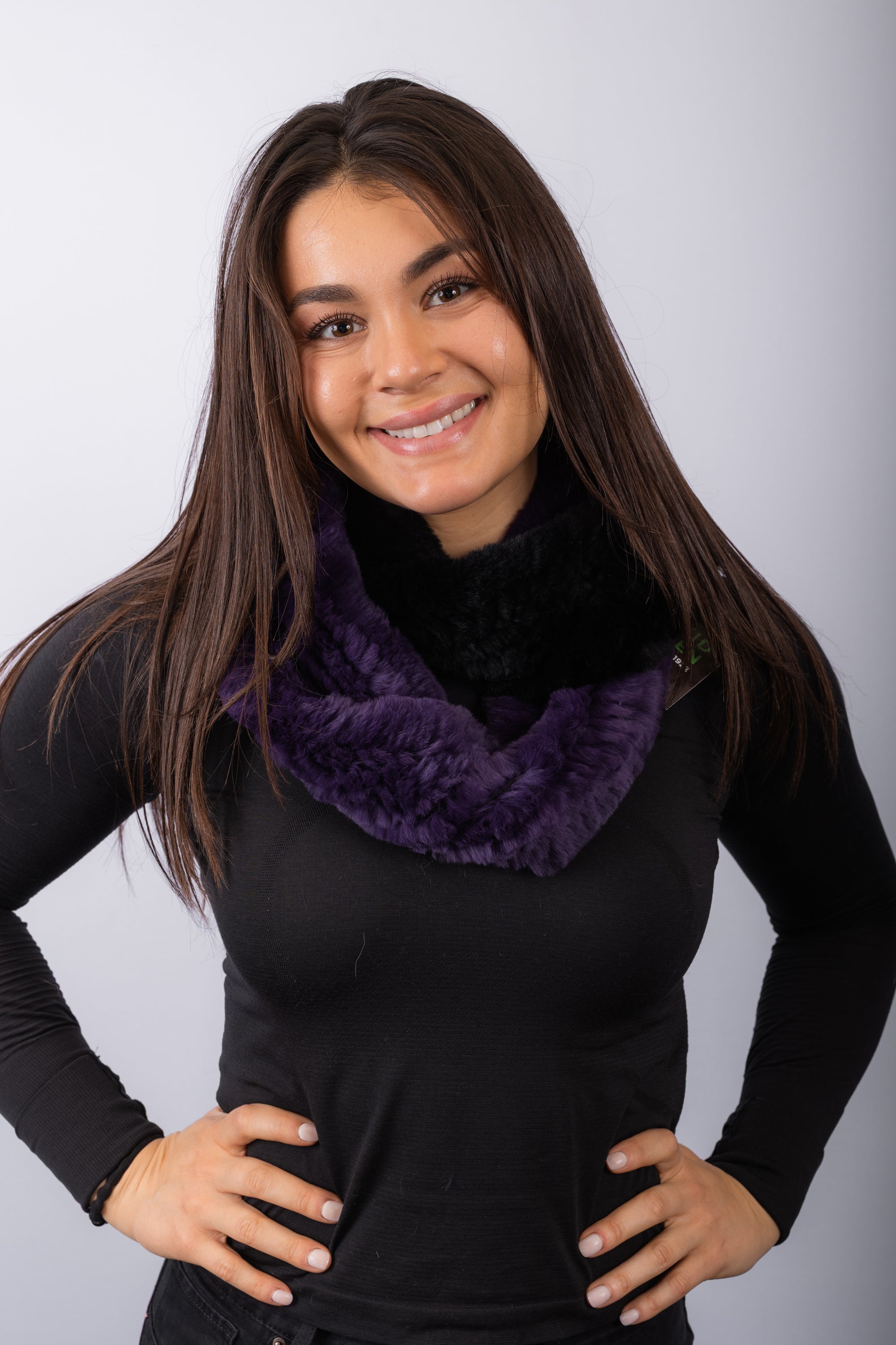 Black Amethyst Rex Rabbit Infinity Scarf