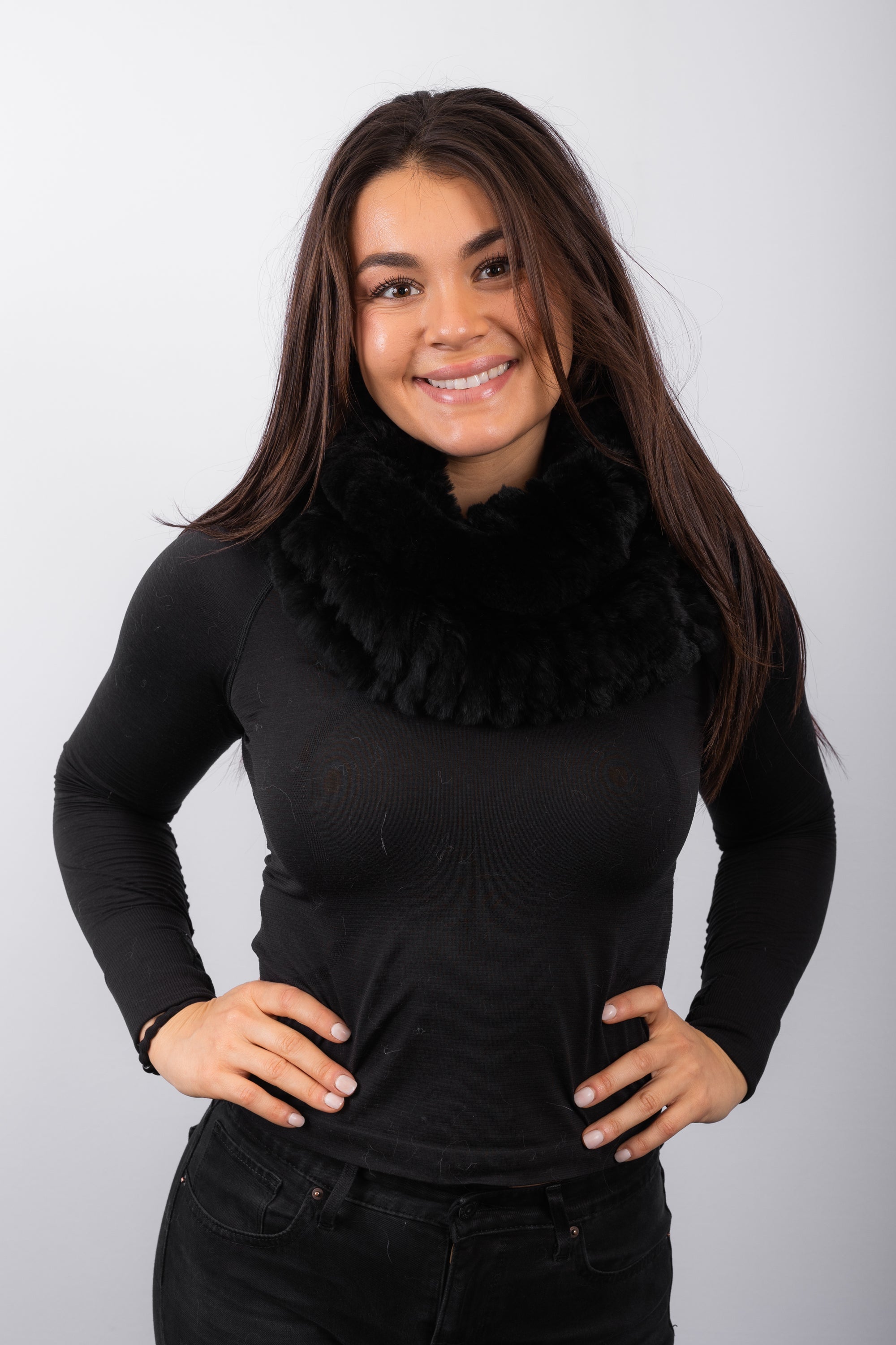 Rex Rabbit Cowl Neck - Black
