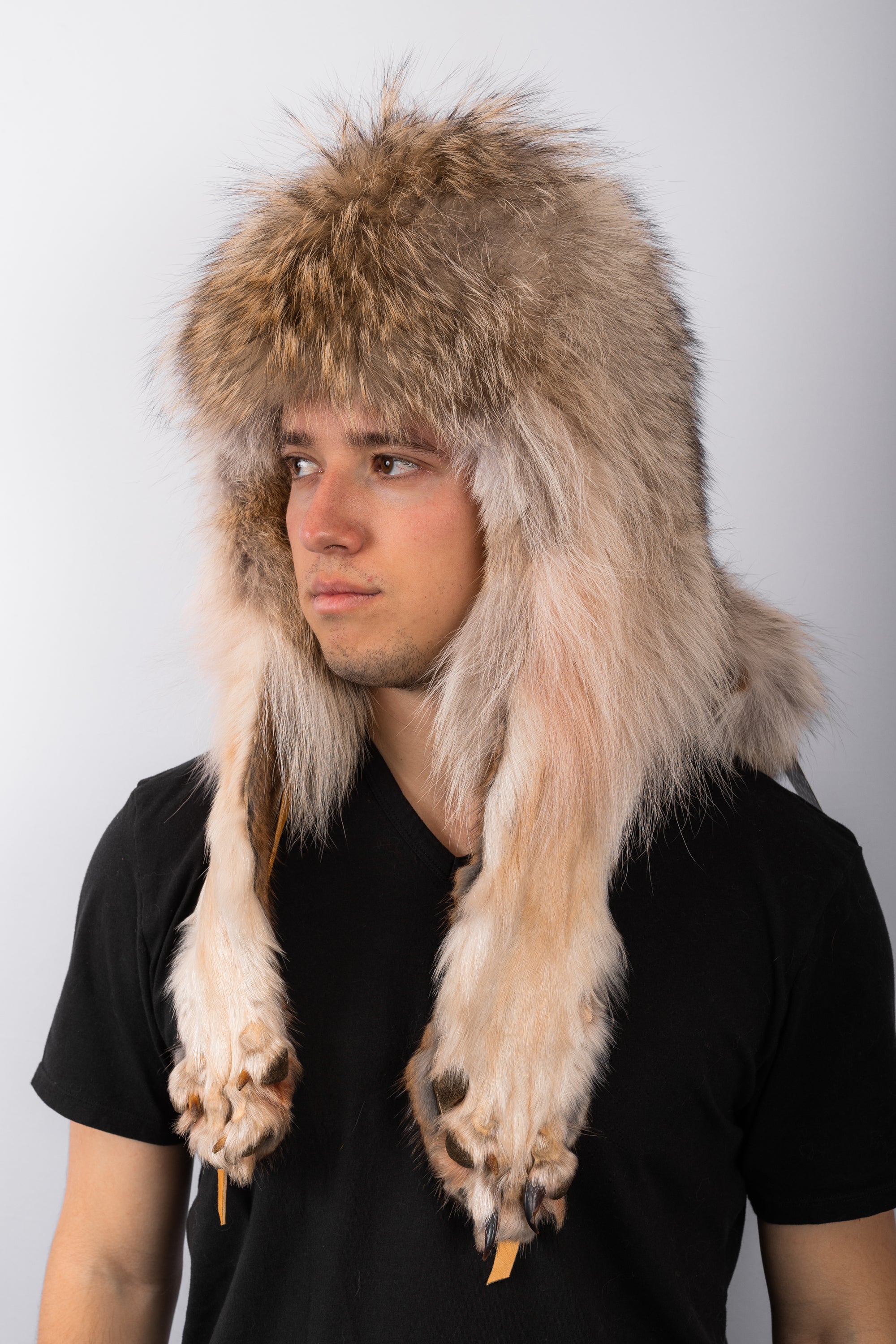 Natural Coyote Trapper Hat