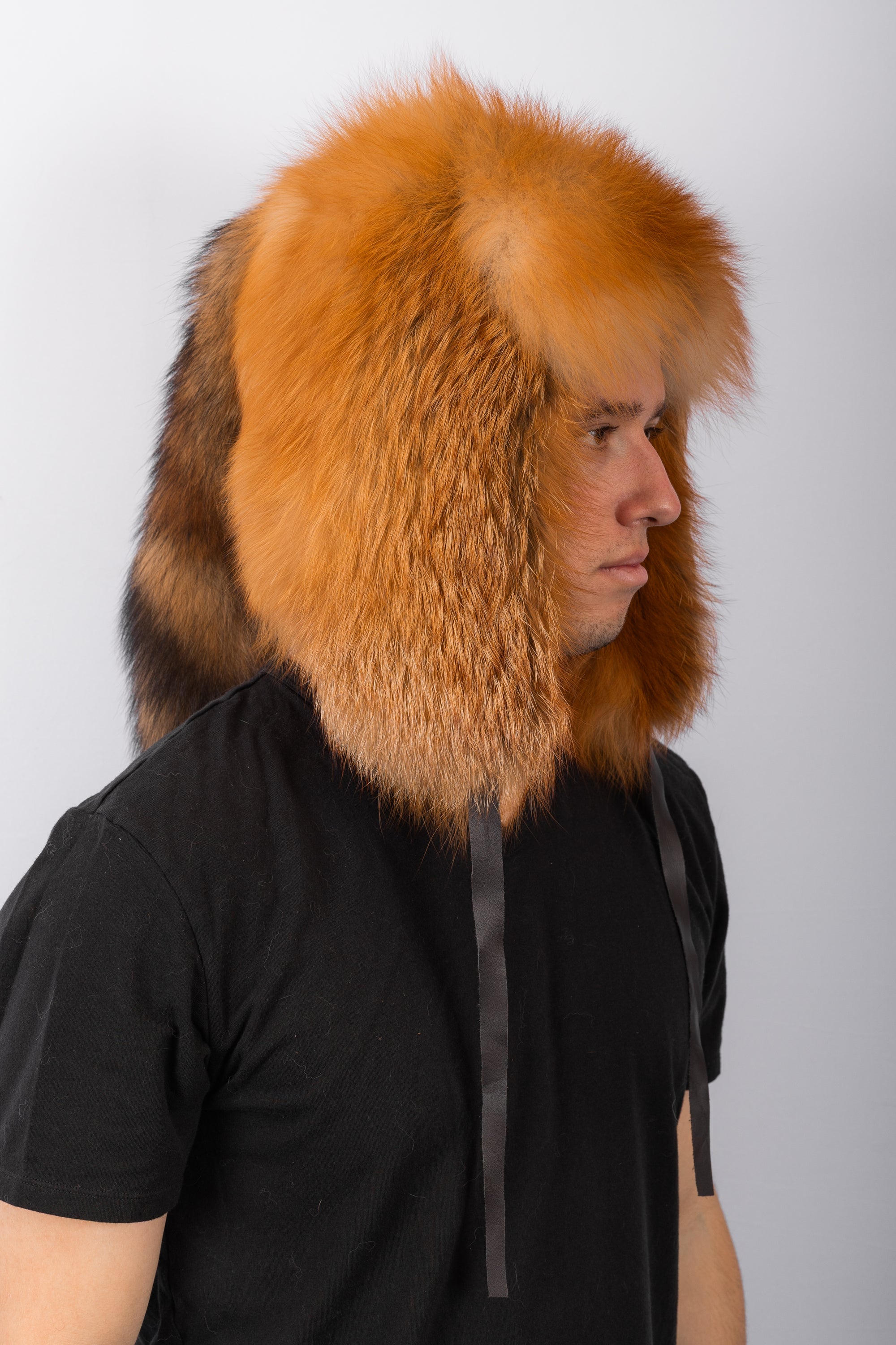 Natural Red Fox Musher Hat with Tail