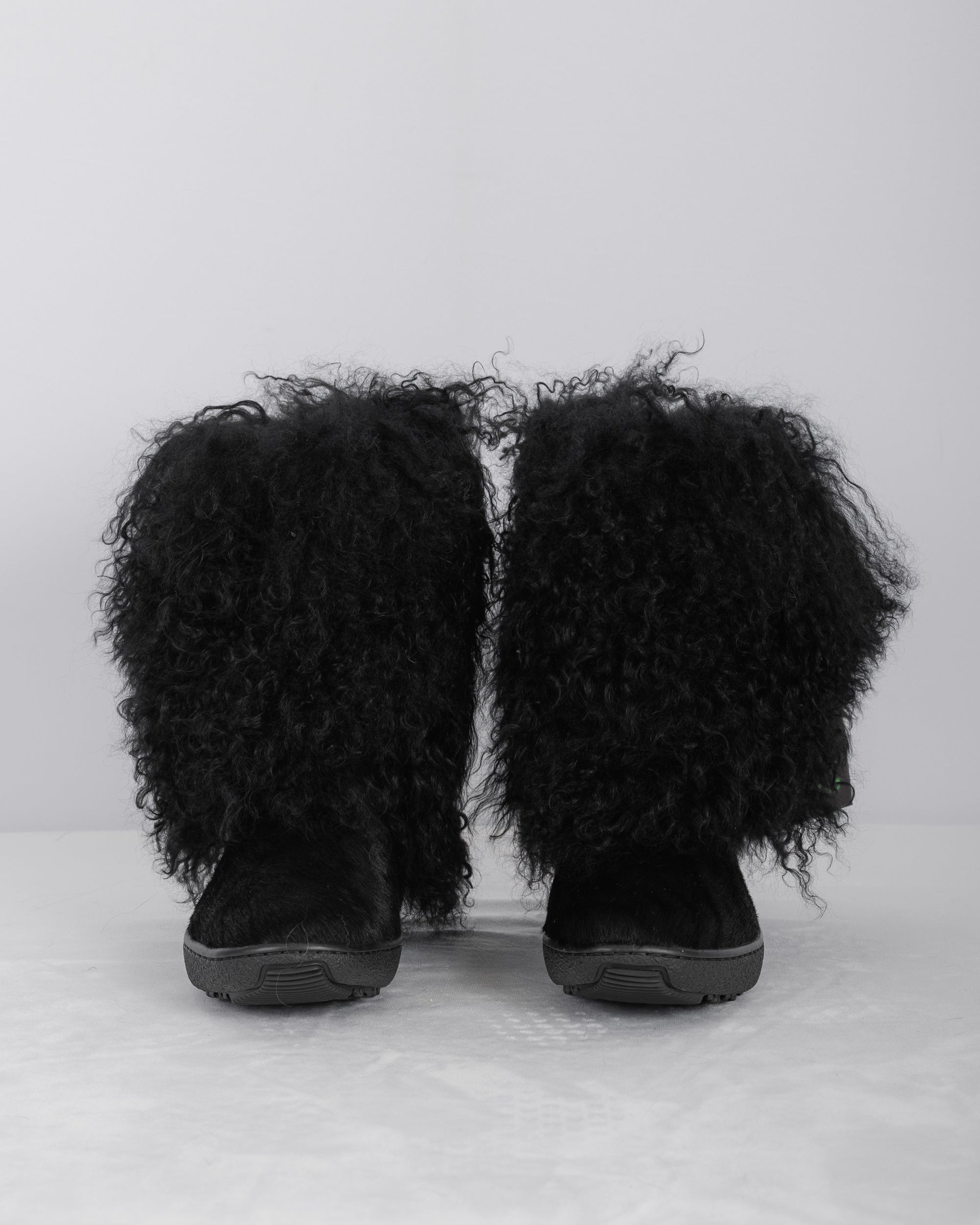 Black Mongolian Lamb/Black Calfskin Boots